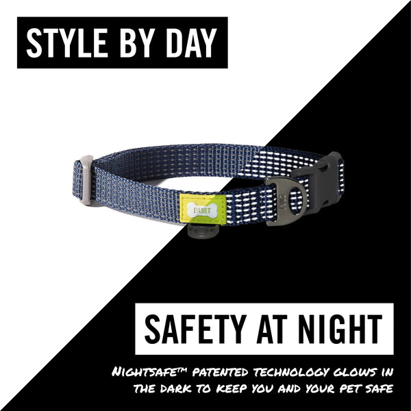 BUILT PET Medium Night Safe Reflective Collar - Blue image 9