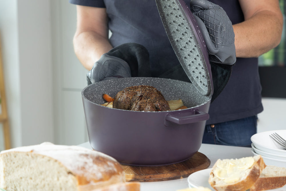 MasterClass Purple Cast Aluminium Casserole Dish, 28cm, 5L