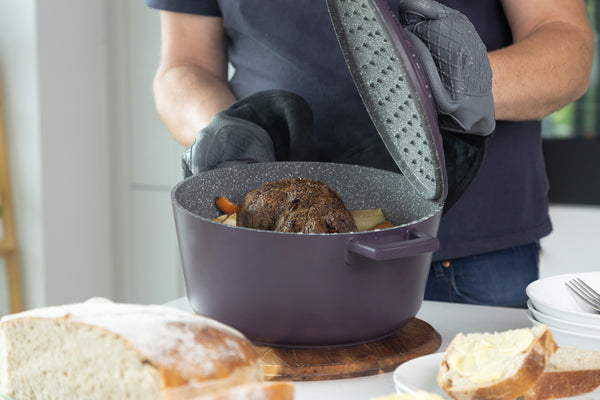MasterClass Purple Cast Aluminium Casserole Dish, 28cm, 5L image 2