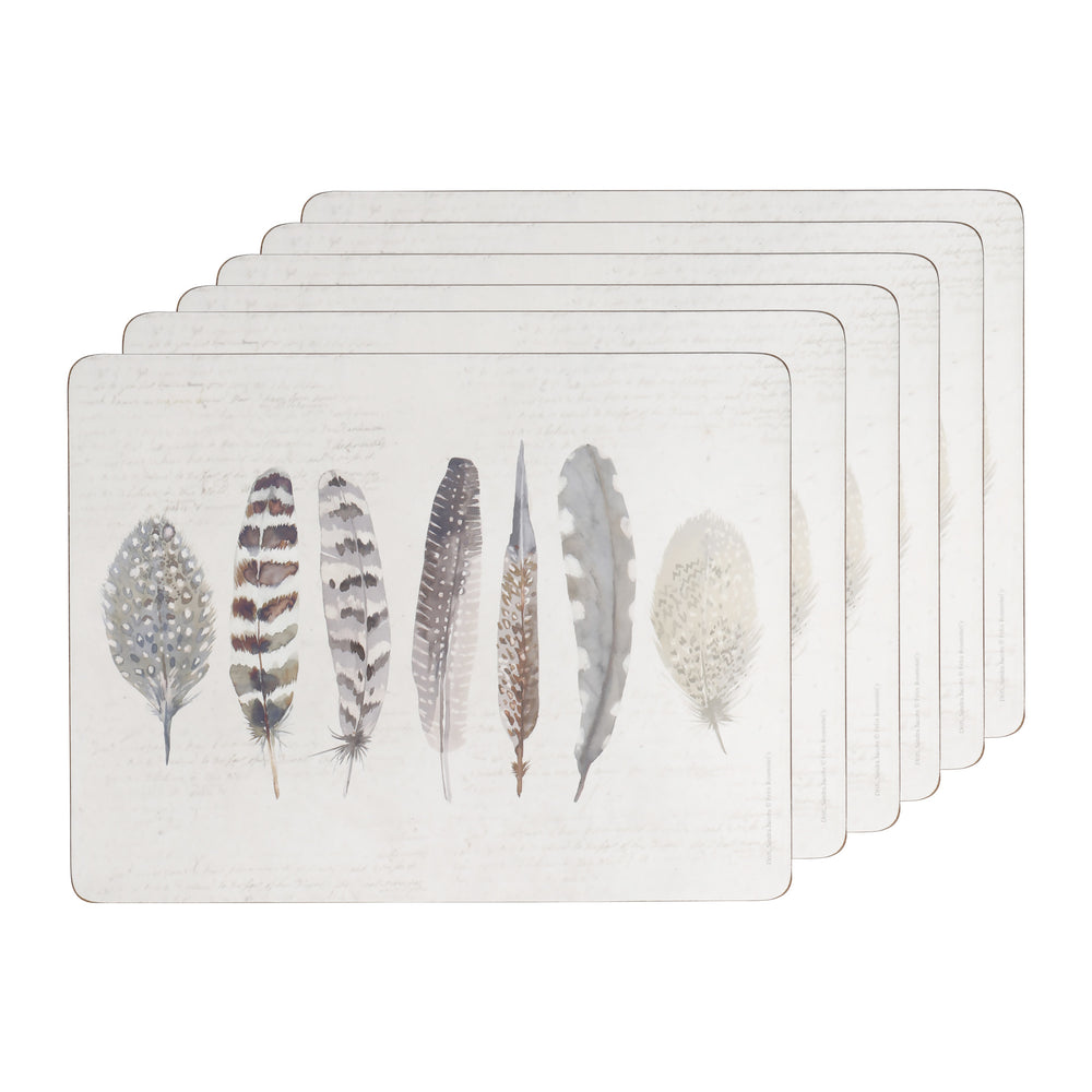 Creative Tops Feathers Pack Of 6 Premium Placemats