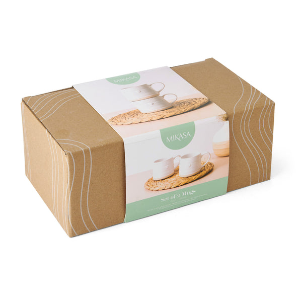 Mikasa Farmhouse Heart Stoneware Mugs, Set of 2, 380ml, White image 3