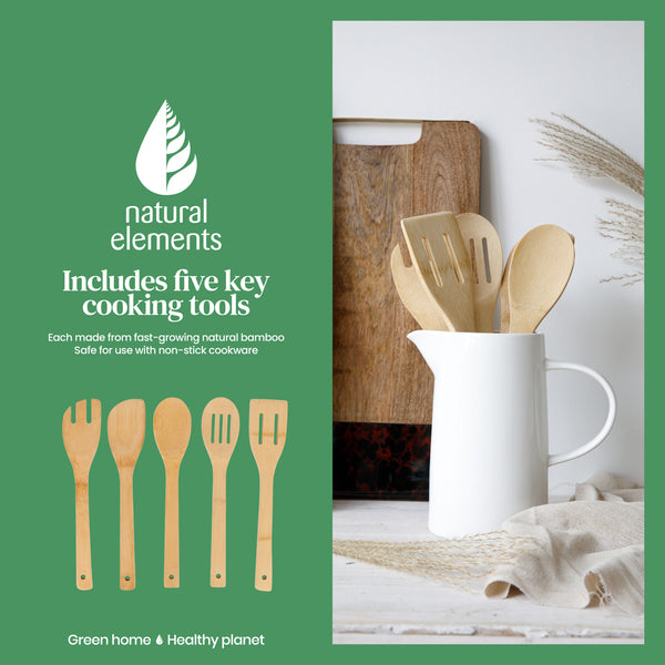 Natural Elements Eco-Friendly 5-Piece Bamboo Kitchen Utensil Set image 9