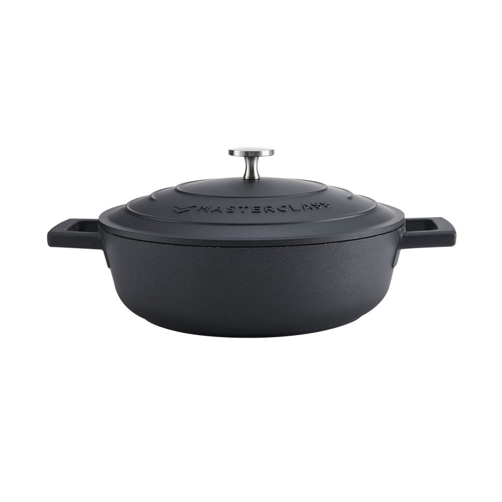 MasterClass Black Shallow Cast Aluminium Casserole Dish, 2.5L