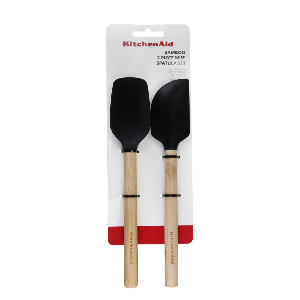 KitchenAid  2-Pack Mini Bamboo Spatulas with Heat Resistant and Flexible Silicone Heads