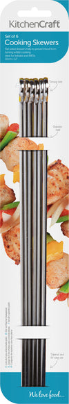 KitchenCraft Pack of Six 30cm Flat Sided Skewers image 3