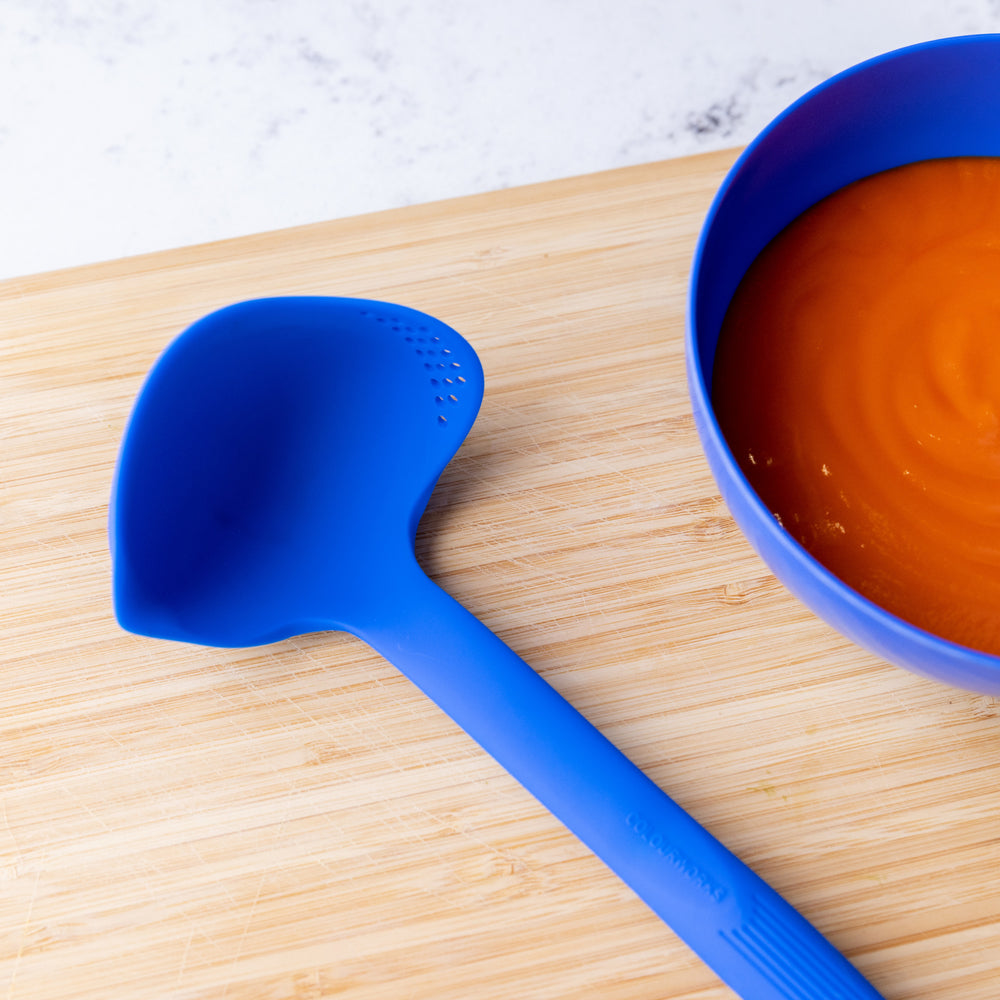Colourworks Blue Silicone Ladle with Pouring Spout and Straining Holes