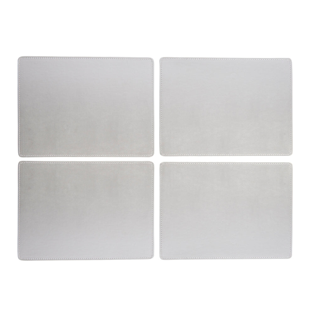 Creative Tops Naturals Premium Pack Of 4 Stitched Edge Faux Leather Placemats Metalic Silver