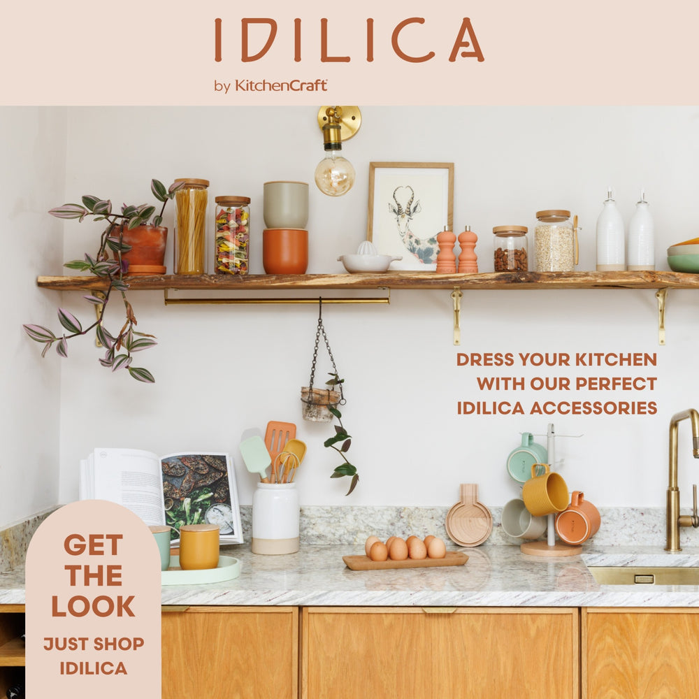 Idilica 3pc Set of Yellow Kitchen Canisters with Beechwood Lid