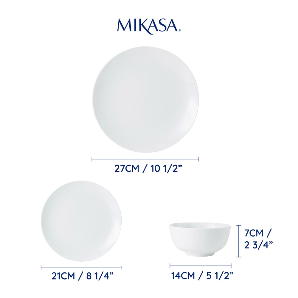 Mikasa Chalk 12-Piece Porcelain Dinner Set, White
