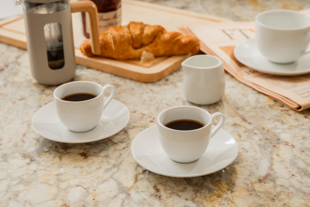 Mikasa Chalk Set of 2 Porcelain Espresso Cups and Saucers, 90ml, White