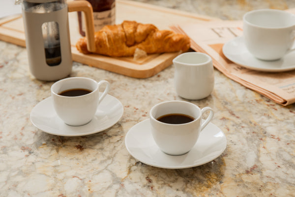 Mikasa Chalk Set of 2 Porcelain Espresso Cups and Saucers, 90ml, White image 2