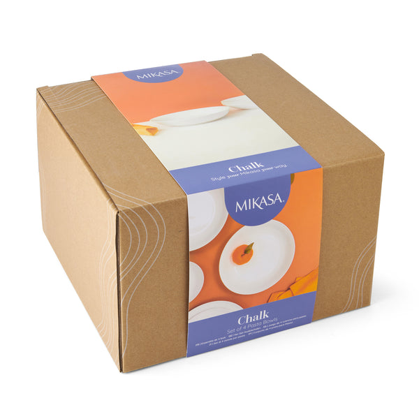 Mikasa Chalk Porcelain Pasta Bowls, Set of 4, 23cm, White image 4