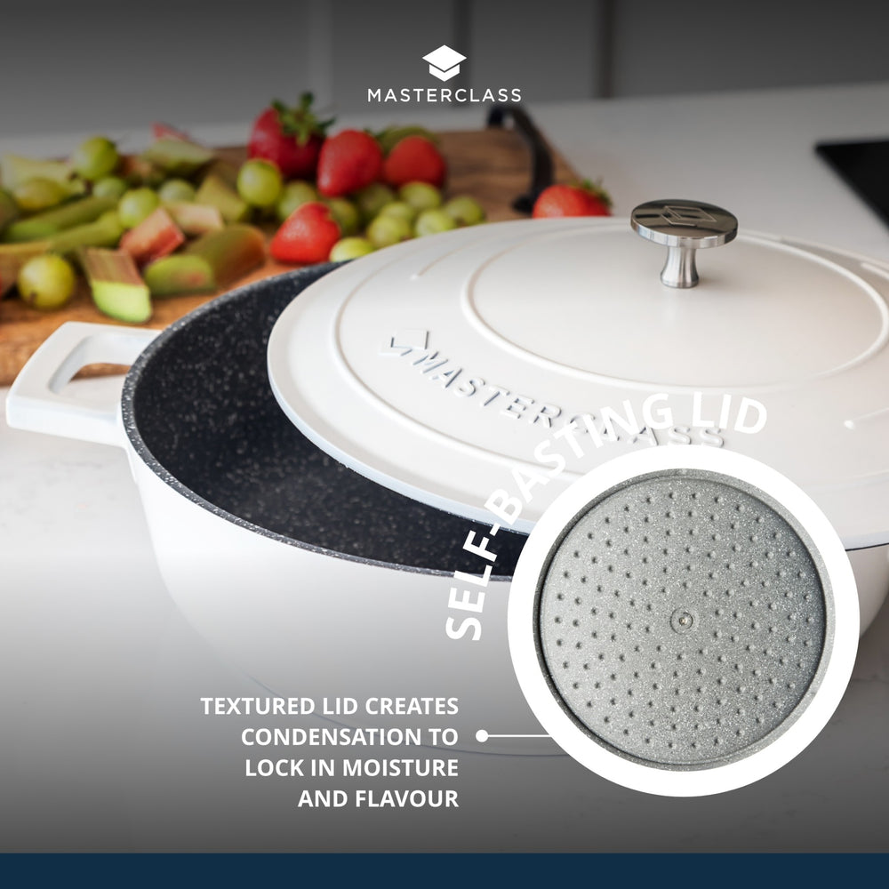 MasterClass Cream Cast Aluminium Shallow Casserole Dish, 4L