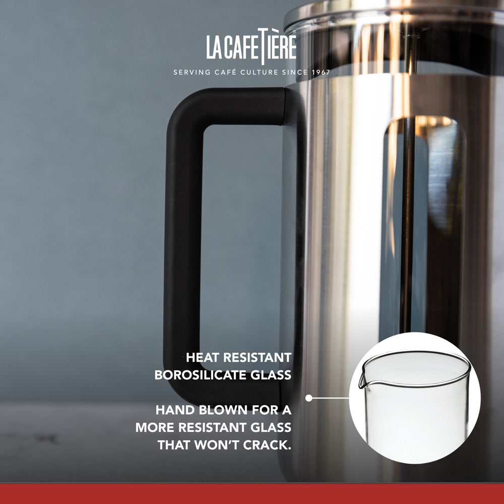 La Cafetière Pisa Brushed Stainless Steel Cafetière - 8 Cup
