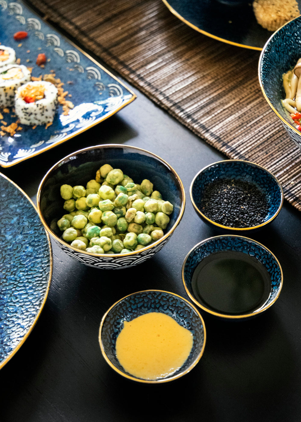 Mikasa Satori Porcelain Miso Serve Bowls, Seigaiha Wave, 11.5cm