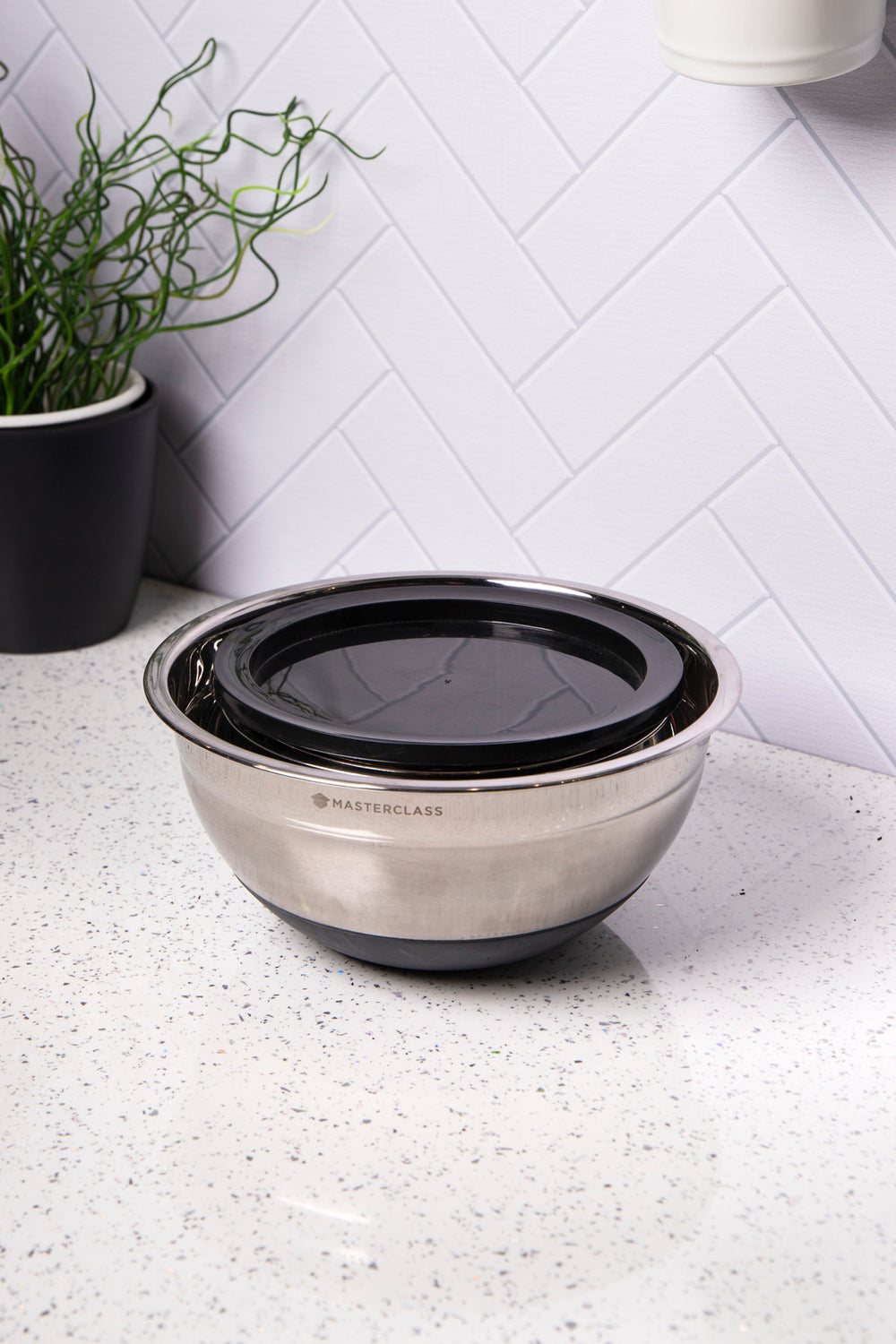 MasterClass Smart Space Stainless Steel 3-Piece Bowl Set with Colander