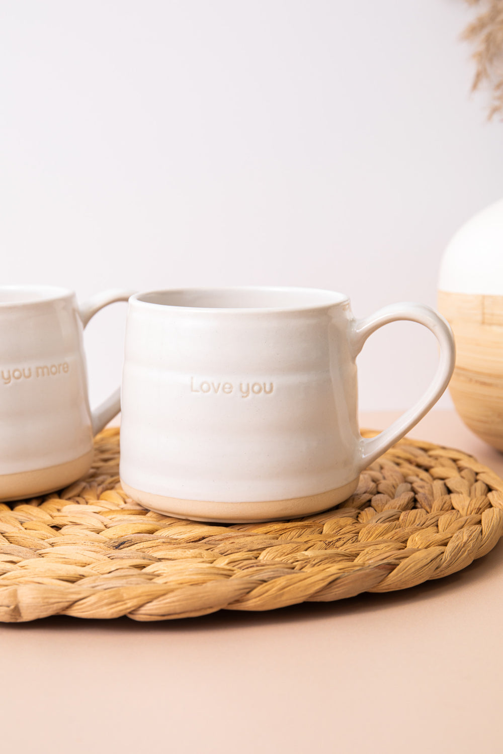 Mikasa Farmhouse Love Ceramic Mugs, Set of 2, 380ml, White