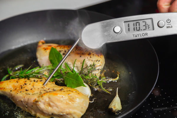 Taylor InstaTrack Folding Digital Instant Read Meat Food Grill BBQ Kitchen  Cooking Thermometer, White
