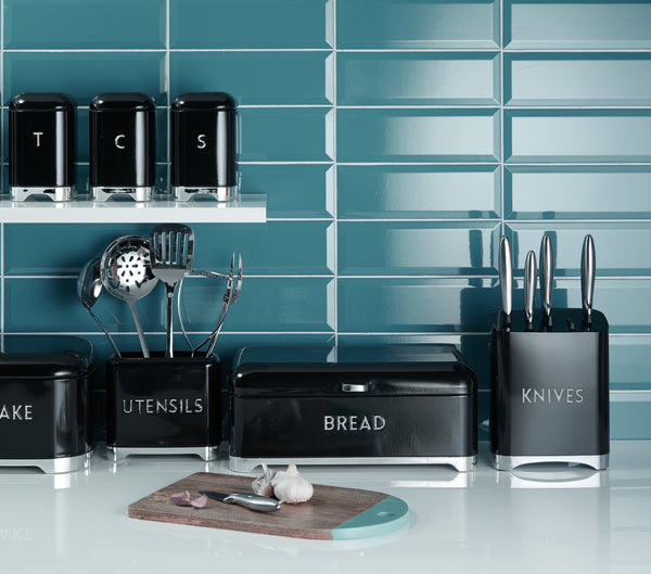 Lovello Retro 5-Piece Midnight Black Stainless Steel Knife Set and Knife Block image 2