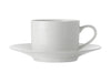 9pc White Porcelain Tea Set Set with 4x 220ml Tea Cups, 4x Saucers and Tea Bag Tidy - White Basics image 4