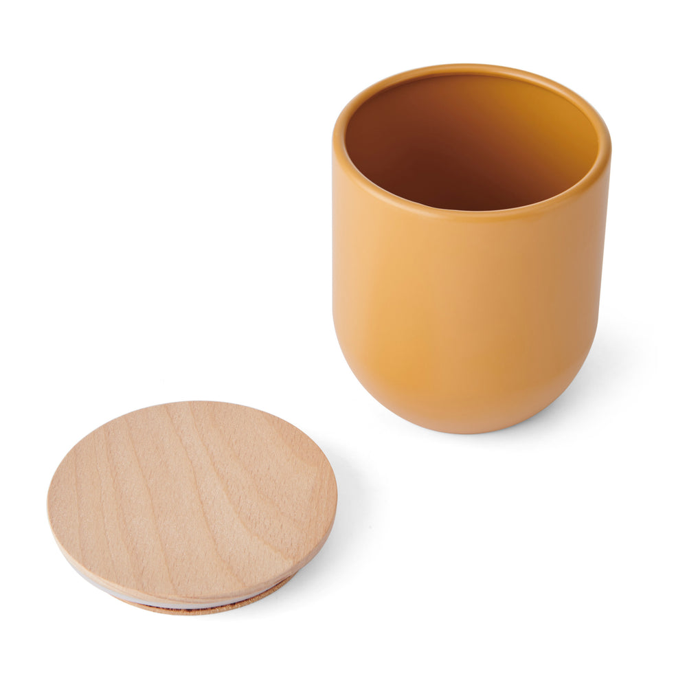 Idilica 3pc Set of Yellow Kitchen Canisters with Beechwood Lid