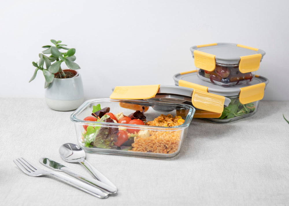 Built Stylist Glass 900ml Lunch Box with Cutlery