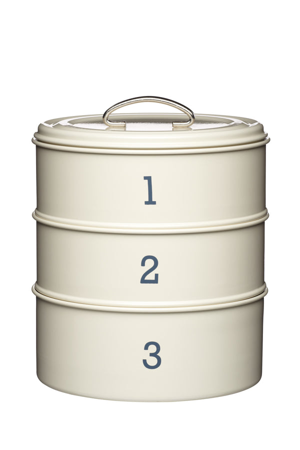 2pc Antique Cream Baking Set with Three Tier Cake Tins and Mechanical Scale image 3