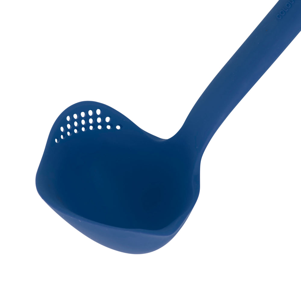 Colourworks Blue Silicone Ladle with Pouring Spout and Straining Holes