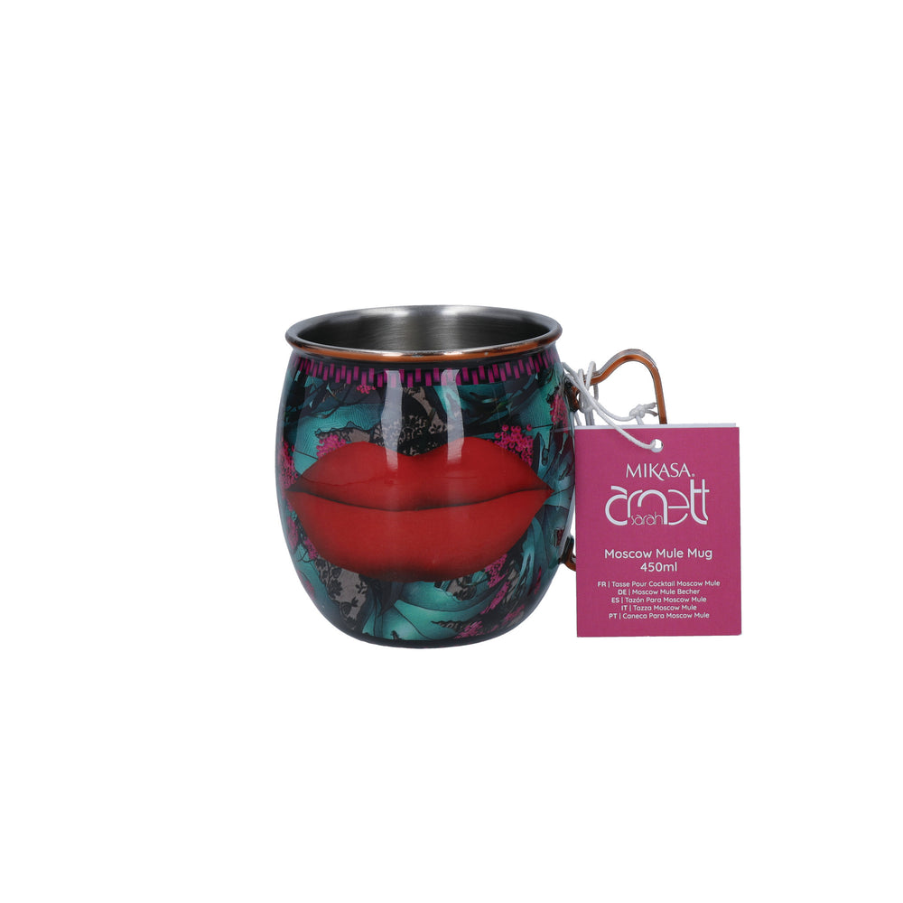 Mikasa x Sarah Arnett Stainless Steel Moscow Mule Mug with Lip Print, 450ml