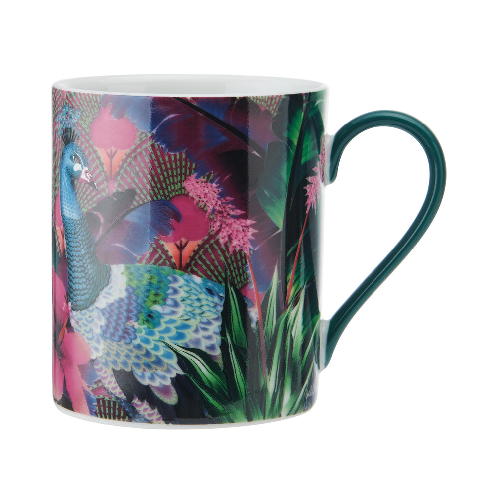 Mikasa x Sarah Arnett Porcelain Mug with Peacock Print, 350ml image 1