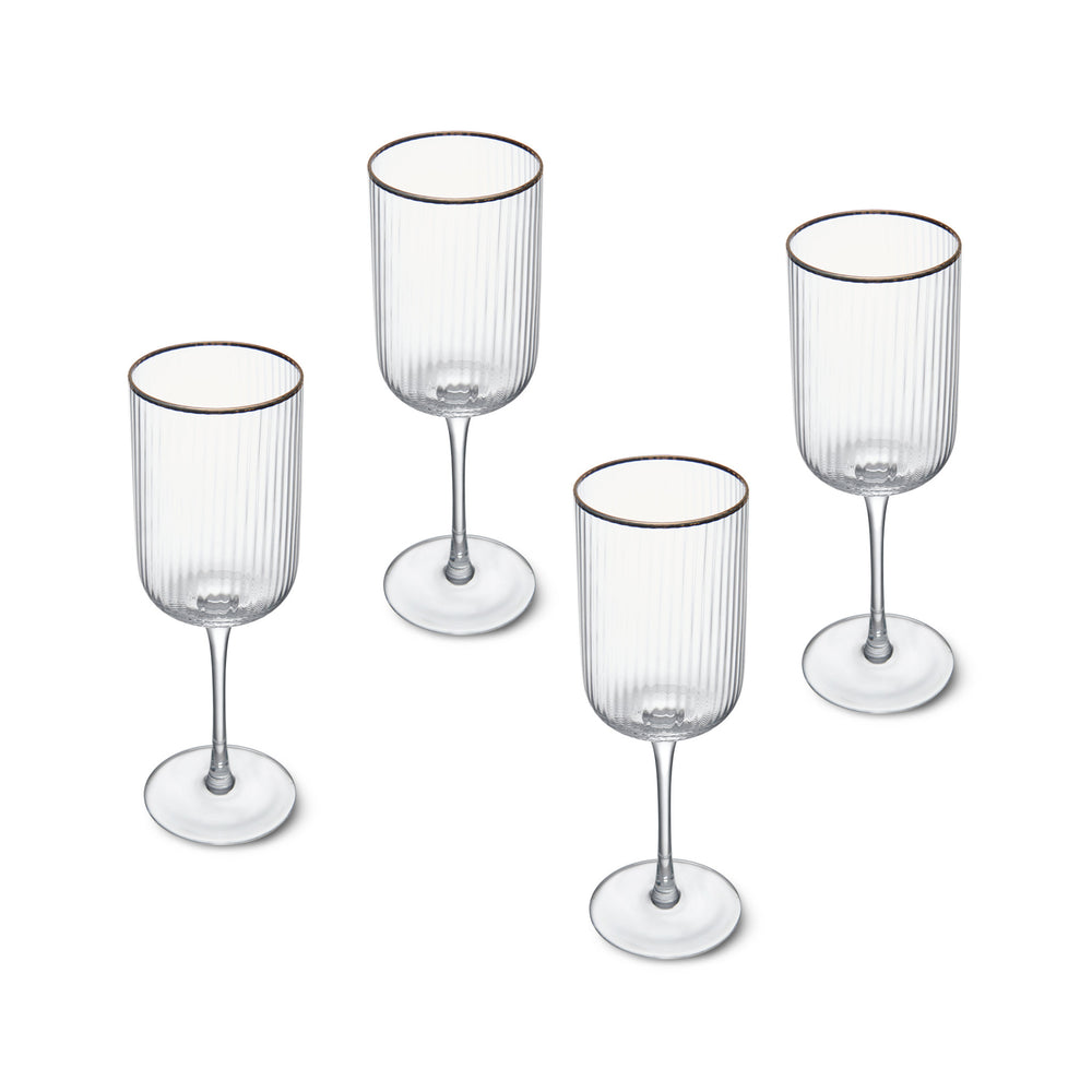 Mikasa Sorrento Ridged Crystal White Wine Glasses, Set of 4, 400ml