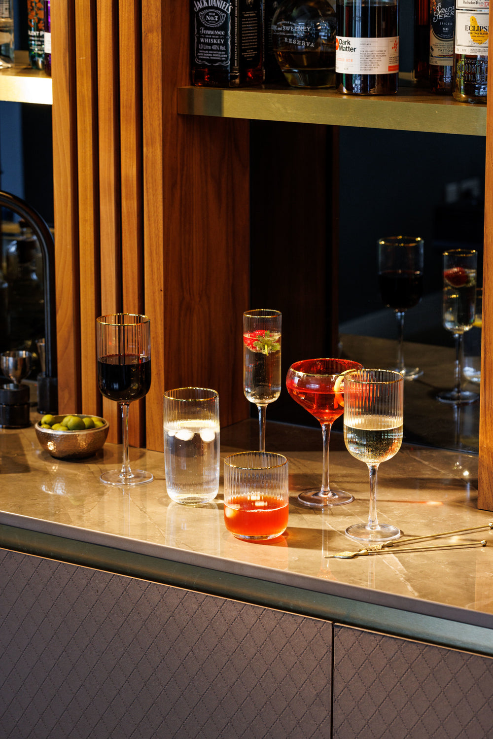 Mikasa Sorrento Ridged Crystal Tumbler Glasses, Set of 4, 400ml