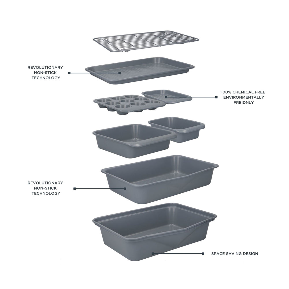 MasterClass Smart Ceramic Muffin Tray with Robust Non-Stick Coating, Carbon Steel, Grey, 24 x 22cm