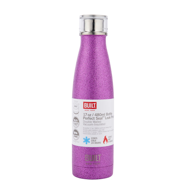 BUILT 500ml Double Walled Stainless Steel Water Bottle Purple Glitter image 3