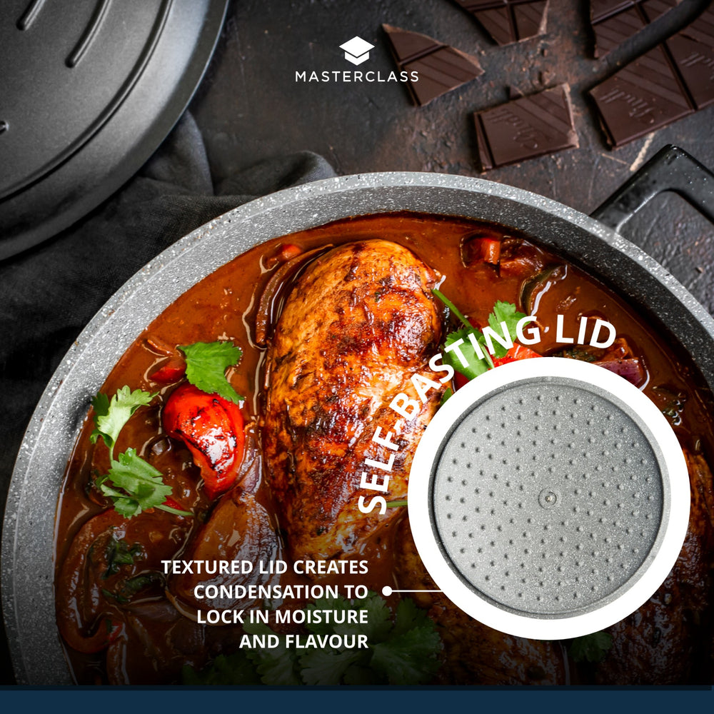 MasterClass Cast Aluminium Shallow Casserole Dish, 4L, Black