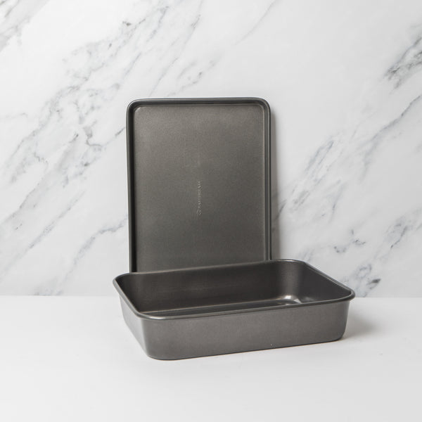 MasterClass Set of Non-Stick Roasting Pan 34x26x7cm, Baking Tray 35x25x2cm image 2