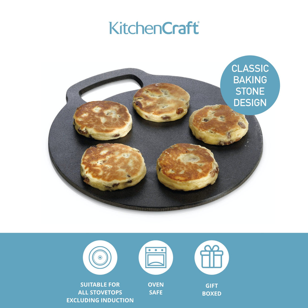 KitchenCraft Cast Iron 27cm Black Steel Baking Stone