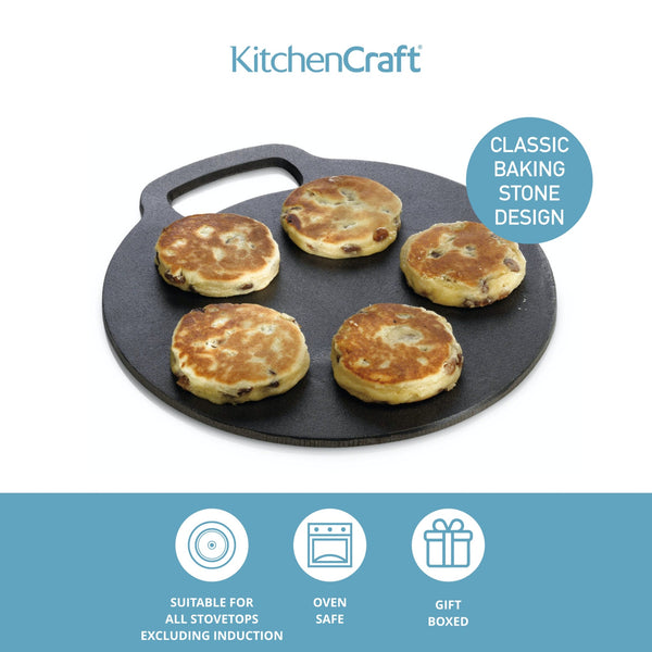 KitchenCraft Cast Iron 27cm Black Steel Baking Stone image 9