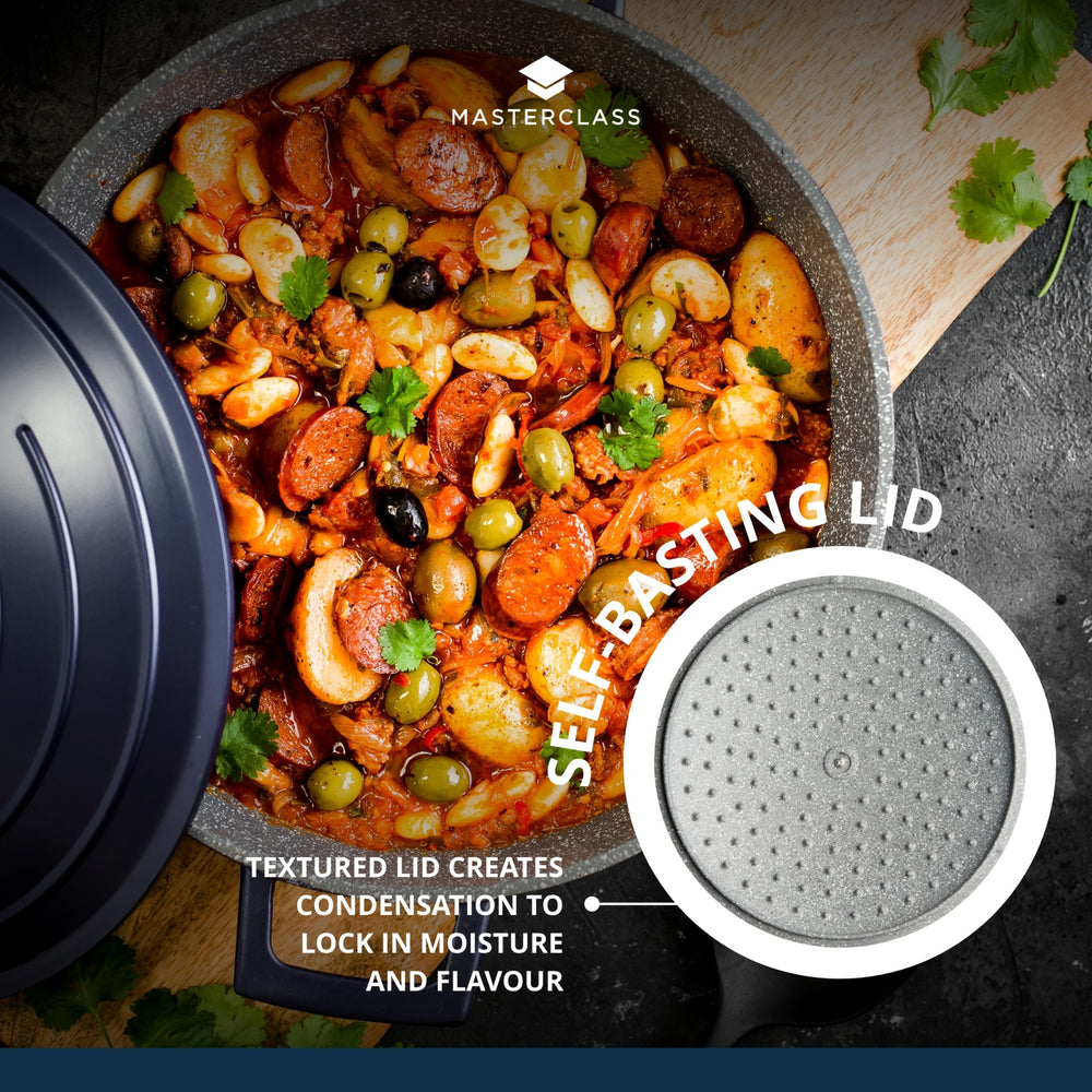 MasterClass Large 5 Litre Casserole Dish with Lid - Metallic Blue