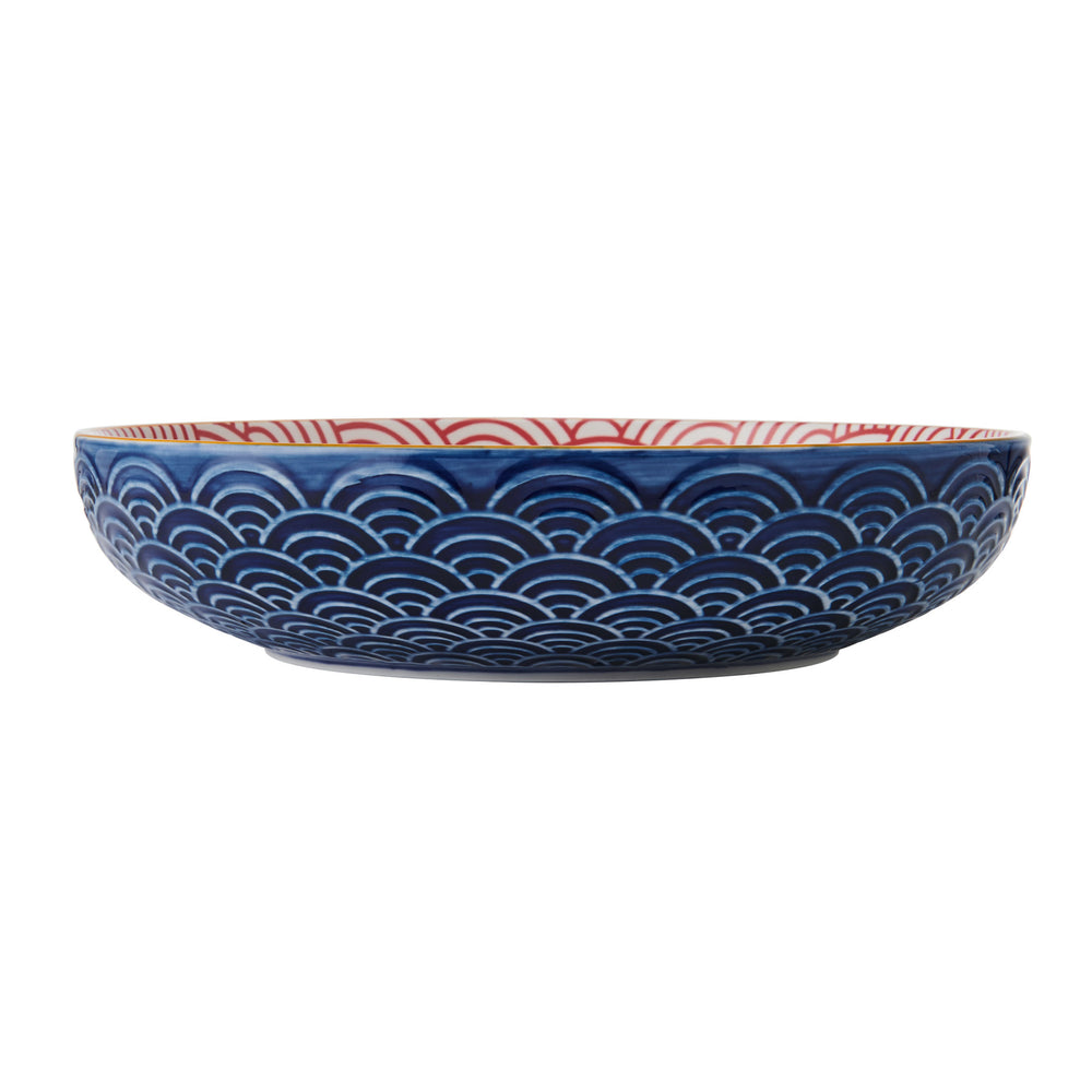 Mikasa Blue Arched Pattern Stoneware Bowl, 21 cm