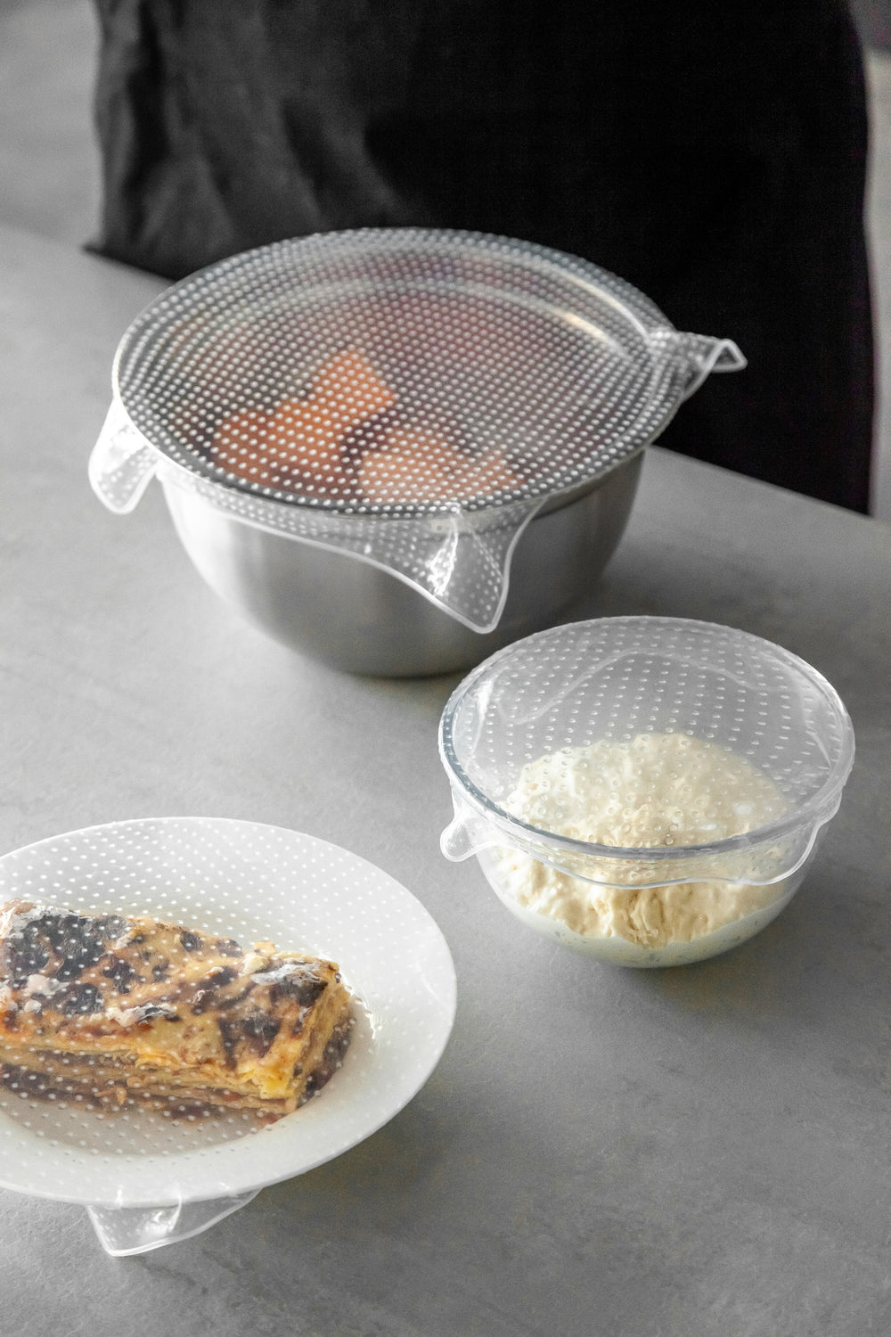 MasterClass Set of 4 Silicone Stretch Lids - Reusable Eco-Friendly Cling Film Alternatives