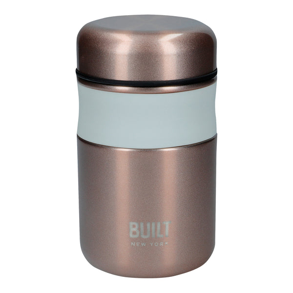 BUILT Rose Gold Labelled 490ml Food Flask 9x15.5cm, Perfect Seal 540ml Blue Hydration Bottle, Perfect Seal 590ml Rose Gold Double Walled Stainless Steel Hydration Travel Mug image 2