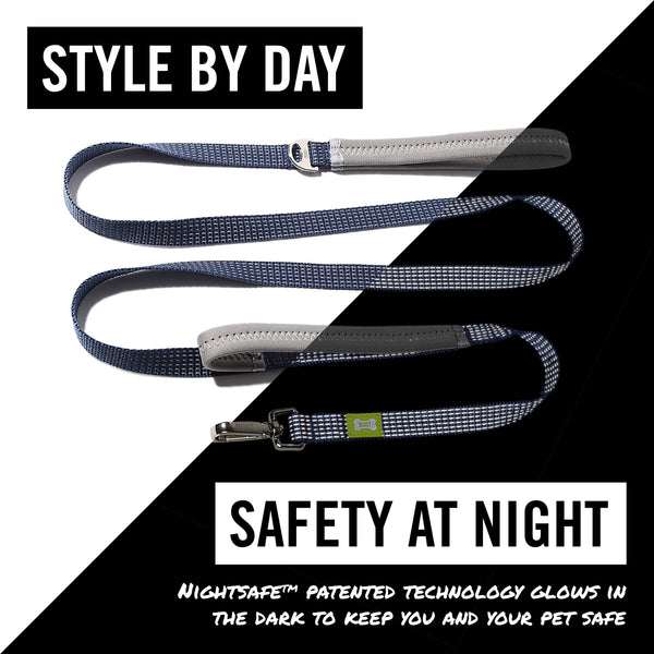 BUILT PET Large Double Handle Night Safe Reflective Lead - Blue image 9
