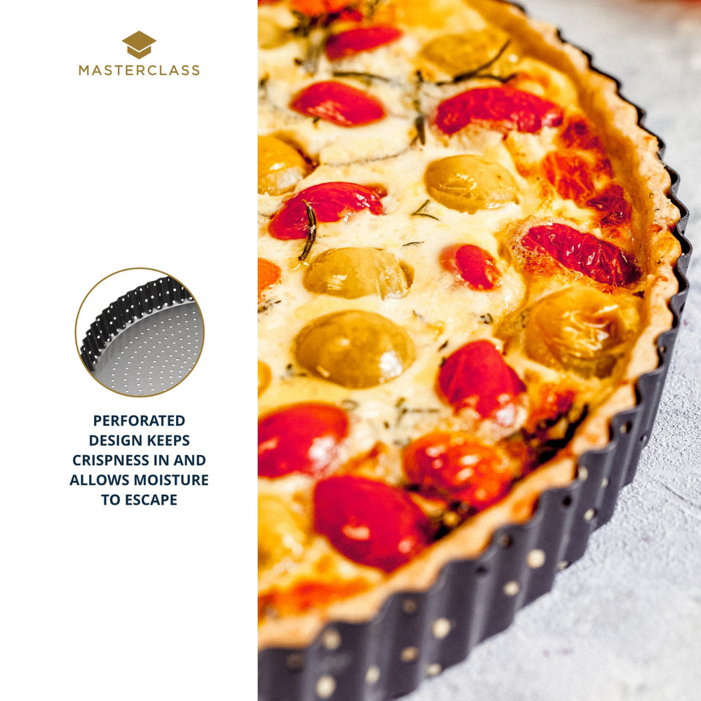 MasterClass Crusty Bake Non-Stick Fluted Round Quiche Tin, 25cm