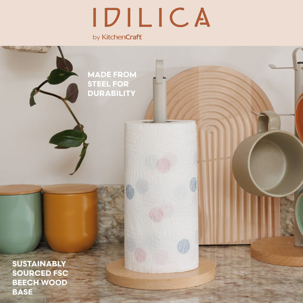 KitchenCraft Idilica Kitchen Roll Holder with Beechwood Base, 31.5cm image 10