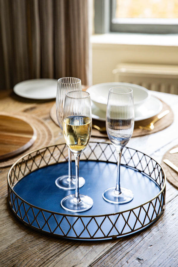 BarCraft Set of 2 Handmade Ribbed Champagne Flutes in Gift Box image 8