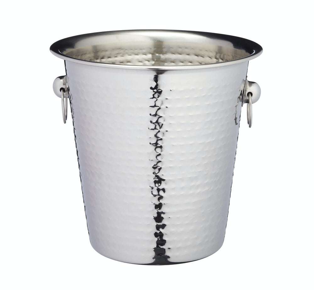 4pc Wine Accessories Set including Stainless Steel Hammered Wine Bucket, Corkscrew, Pourer and Drip Collar