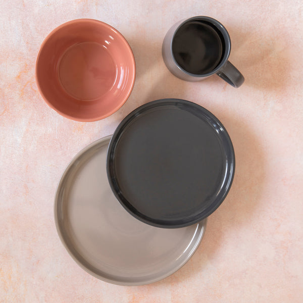 16pc Multi-Coloured Ceramic Dining Set with 4x Dinner Plates, 4x Side Plates, 4x Cereal Bowls and 4x 440ml Mugs - Serenity image 4