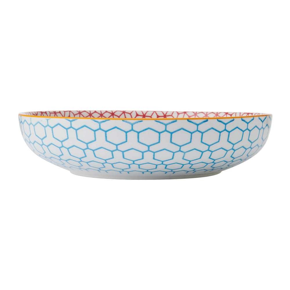 Mikasa Blue Geometric Stoneware Bowl, 21 cm