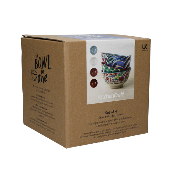 KitchenCraft Set of 4 Ceramic Cereal Bowls - 'Vibrance' Design image 4